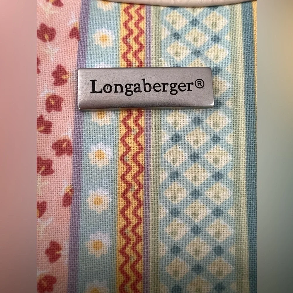 Longaberger Easter Tote bag with inside & outside pockets Spring Striped Fabric
